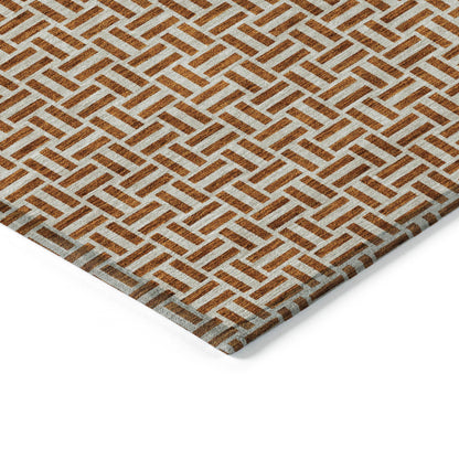 Tabselect Home Line 8' X 10' Copper And Beige Geometric Washable Indoor Outdoor Area Rug