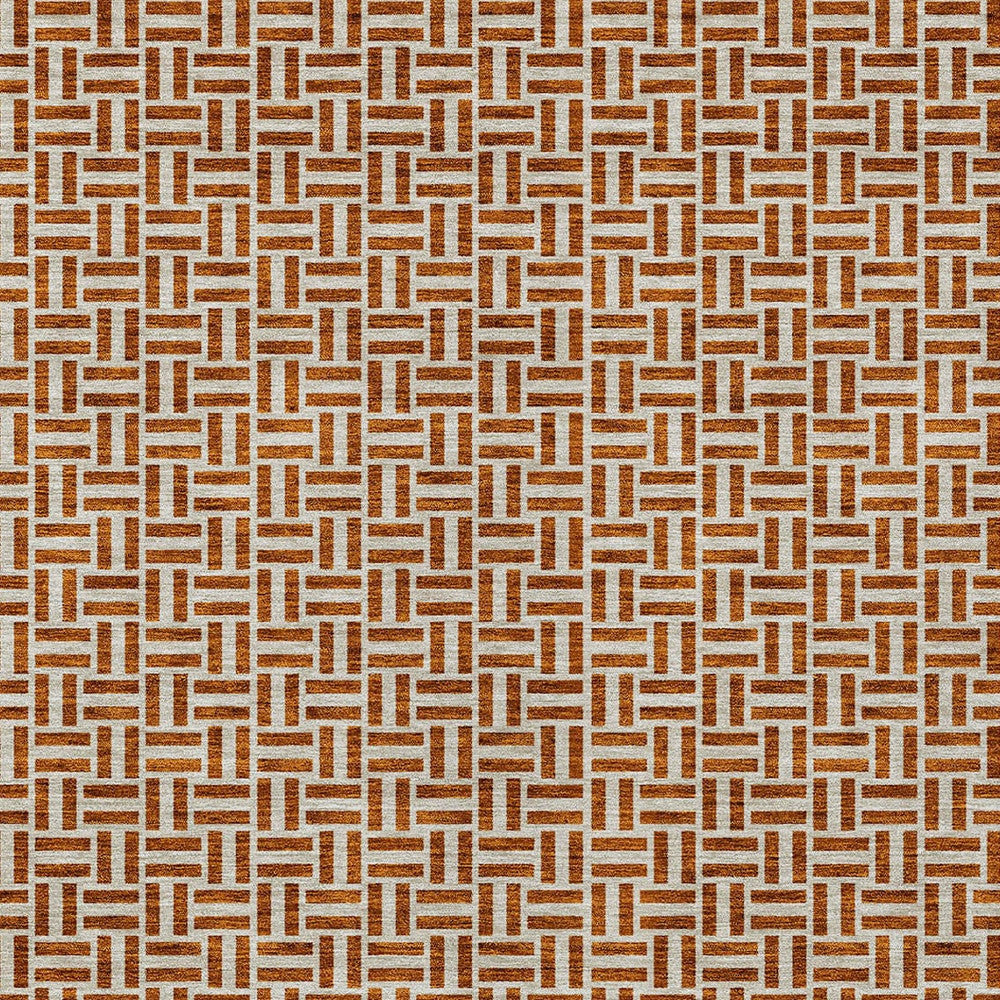 Tabselect Home Line 8' X 10' Copper And Beige Geometric Washable Indoor Outdoor Area Rug