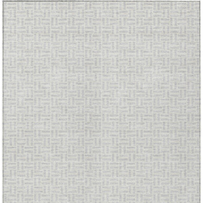 Tabselect Home Line 5' X 8' Silver And Gray Geometric Washable Indoor Outdoor Area Rug