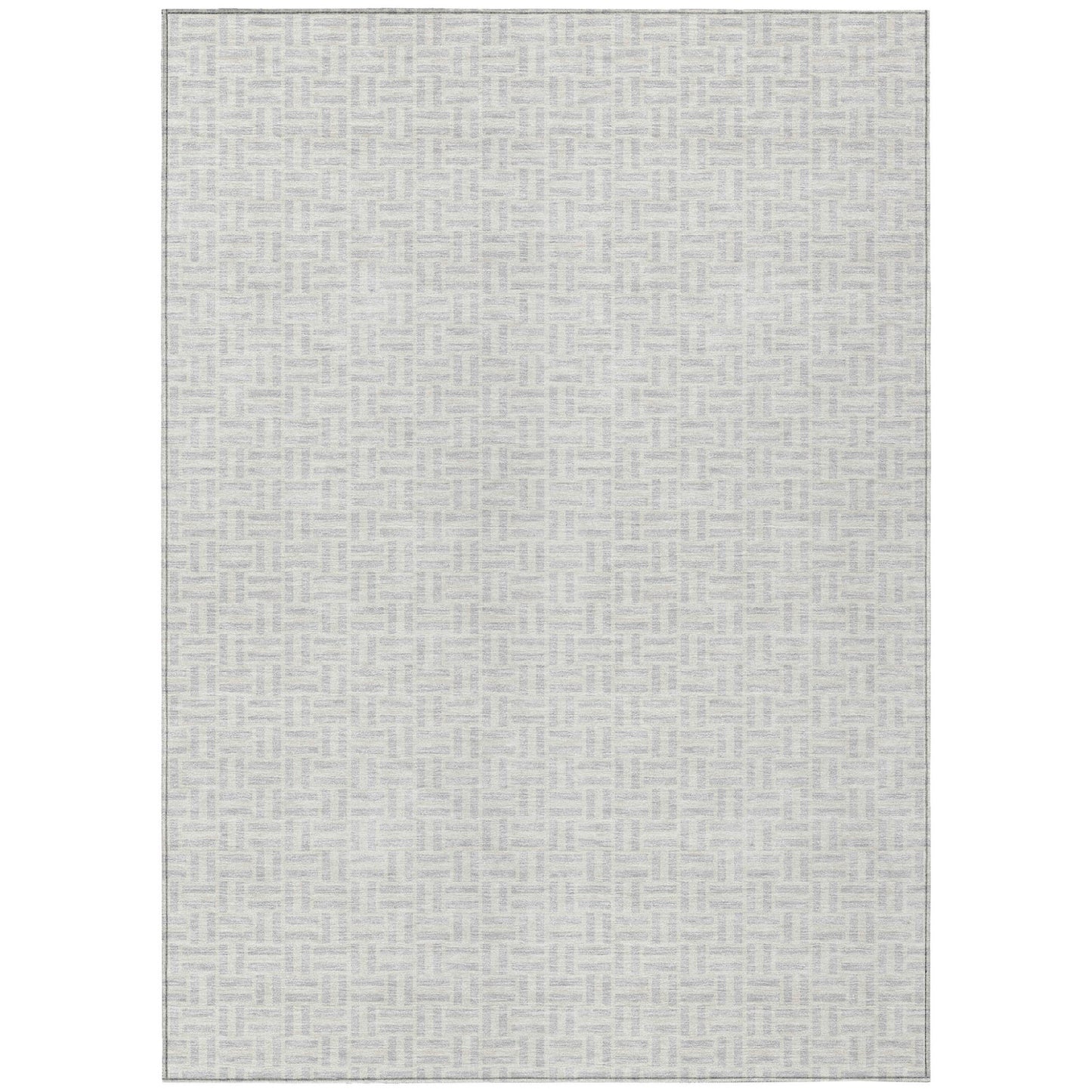 Tabselect Home Line 5' X 8' Silver And Gray Geometric Washable Indoor Outdoor Area Rug