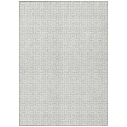 Tabselect Home Line 5' X 8' Silver And Gray Geometric Washable Indoor Outdoor Area Rug