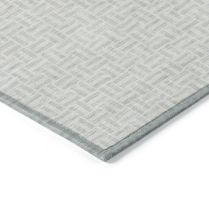 Tabselect Home Line 5' X 8' Silver And Gray Geometric Washable Indoor Outdoor Area Rug