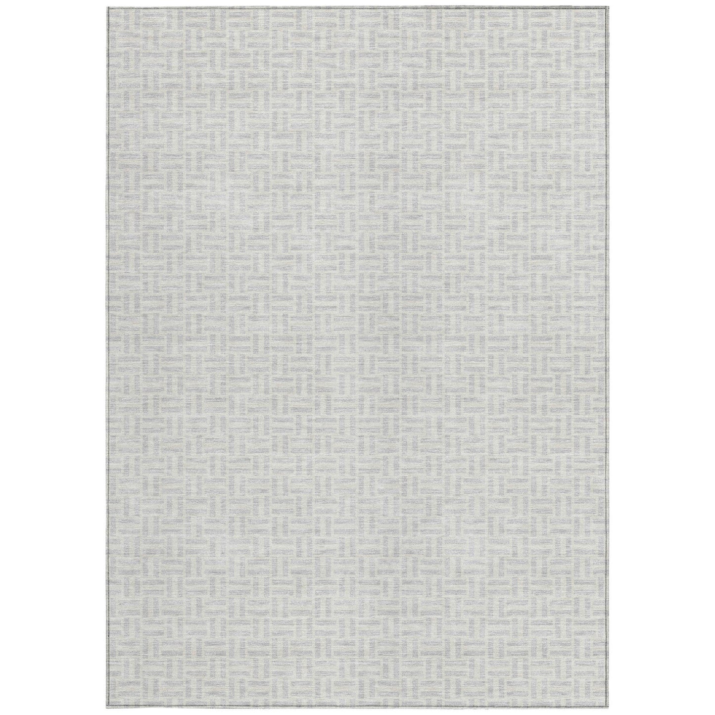 Tabselect Home Line 8' X 10' Silver And Gray Geometric Washable Indoor Outdoor Area Rug