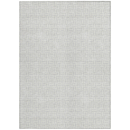 Tabselect Home Line 8' X 10' Silver And Gray Geometric Washable Indoor Outdoor Area Rug