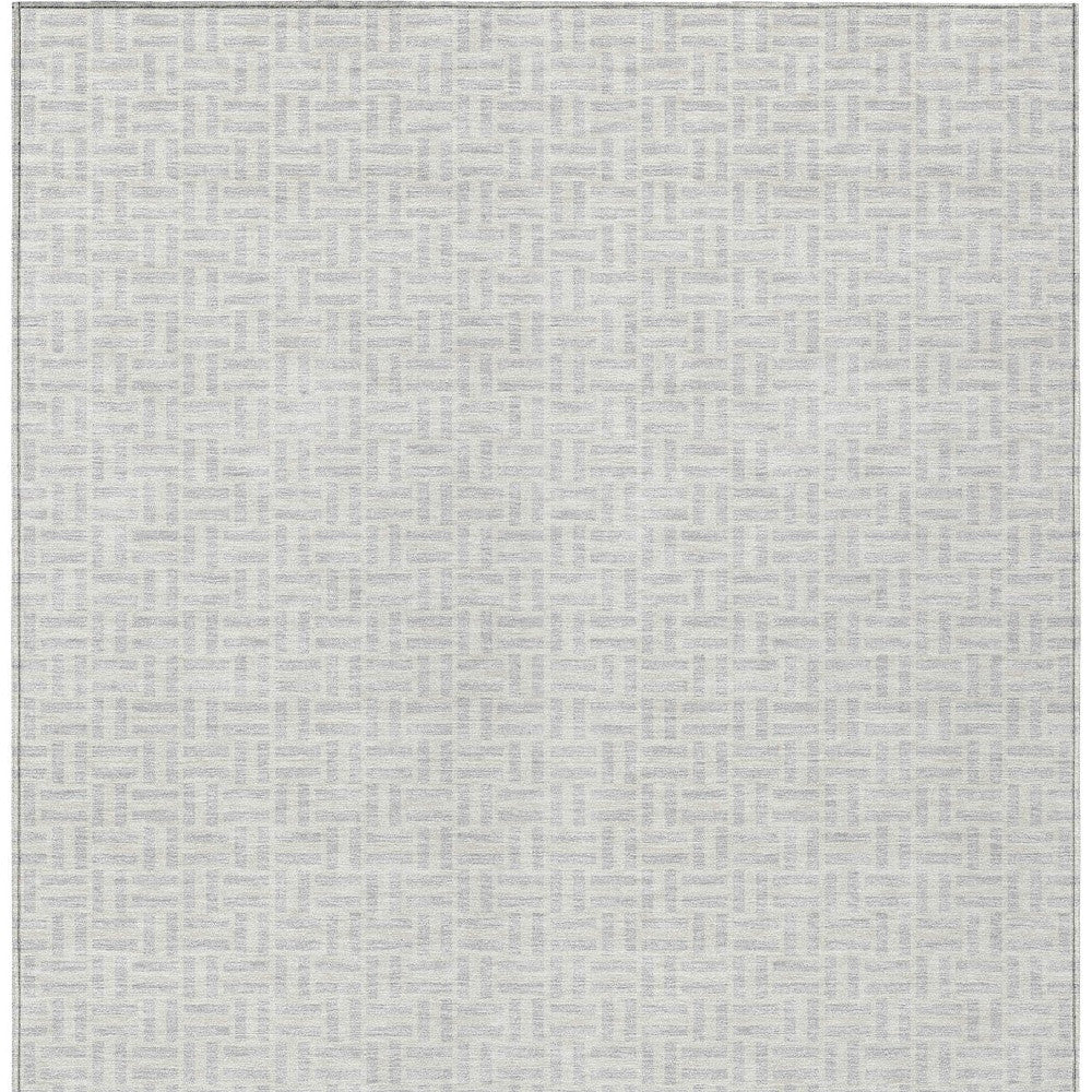 Tabselect Home Line 8' X 10' Silver And Gray Geometric Washable Indoor Outdoor Area Rug