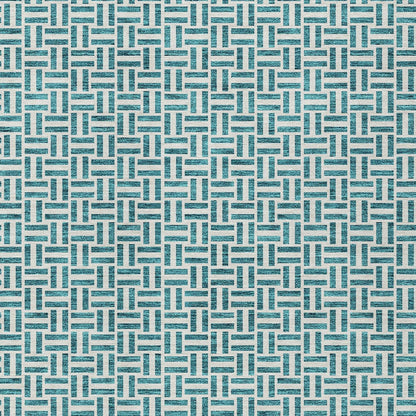 Tabselect Home Line 8' X 10' Teal Blue And Silver Geometric Washable Indoor Outdoor Area Rug