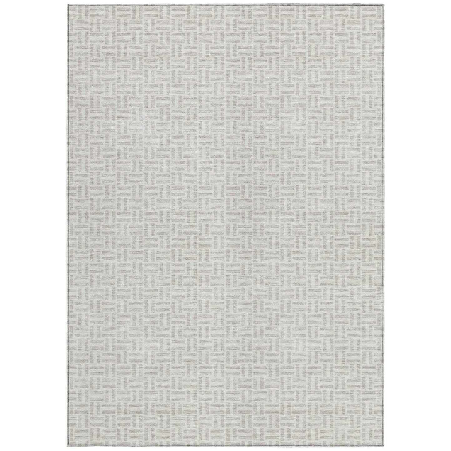 Tabselect Home Line 5' X 8' Taupe And Silver Geometric Washable Indoor Outdoor Area Rug