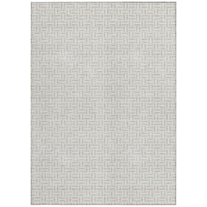 Tabselect Home Line 5' X 8' Taupe And Silver Geometric Washable Indoor Outdoor Area Rug