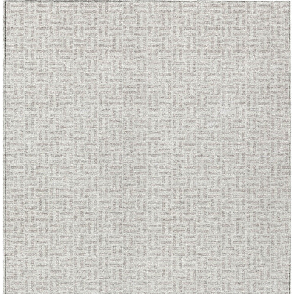 Tabselect Home Line 8' X 10' Taupe And Silver Geometric Washable Indoor Outdoor Area Rug
