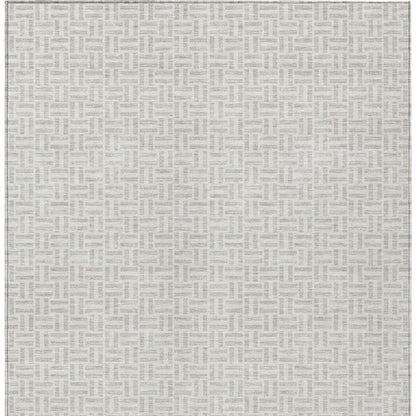 Tabselect Home Line 8' X 10' Taupe And Silver Geometric Washable Indoor Outdoor Area Rug