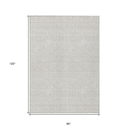 Tabselect Home Line 8' X 10' Taupe And Silver Geometric Washable Indoor Outdoor Area Rug