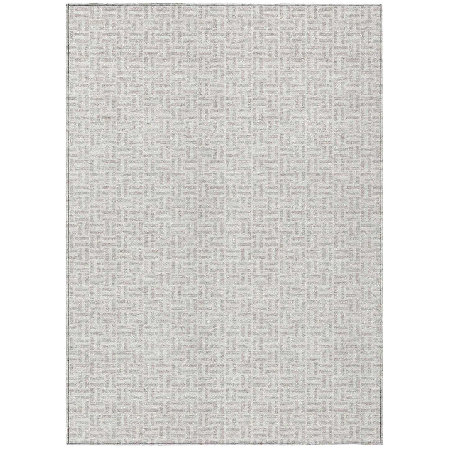 Tabselect Home Line 8' X 10' Taupe And Silver Geometric Washable Indoor Outdoor Area Rug