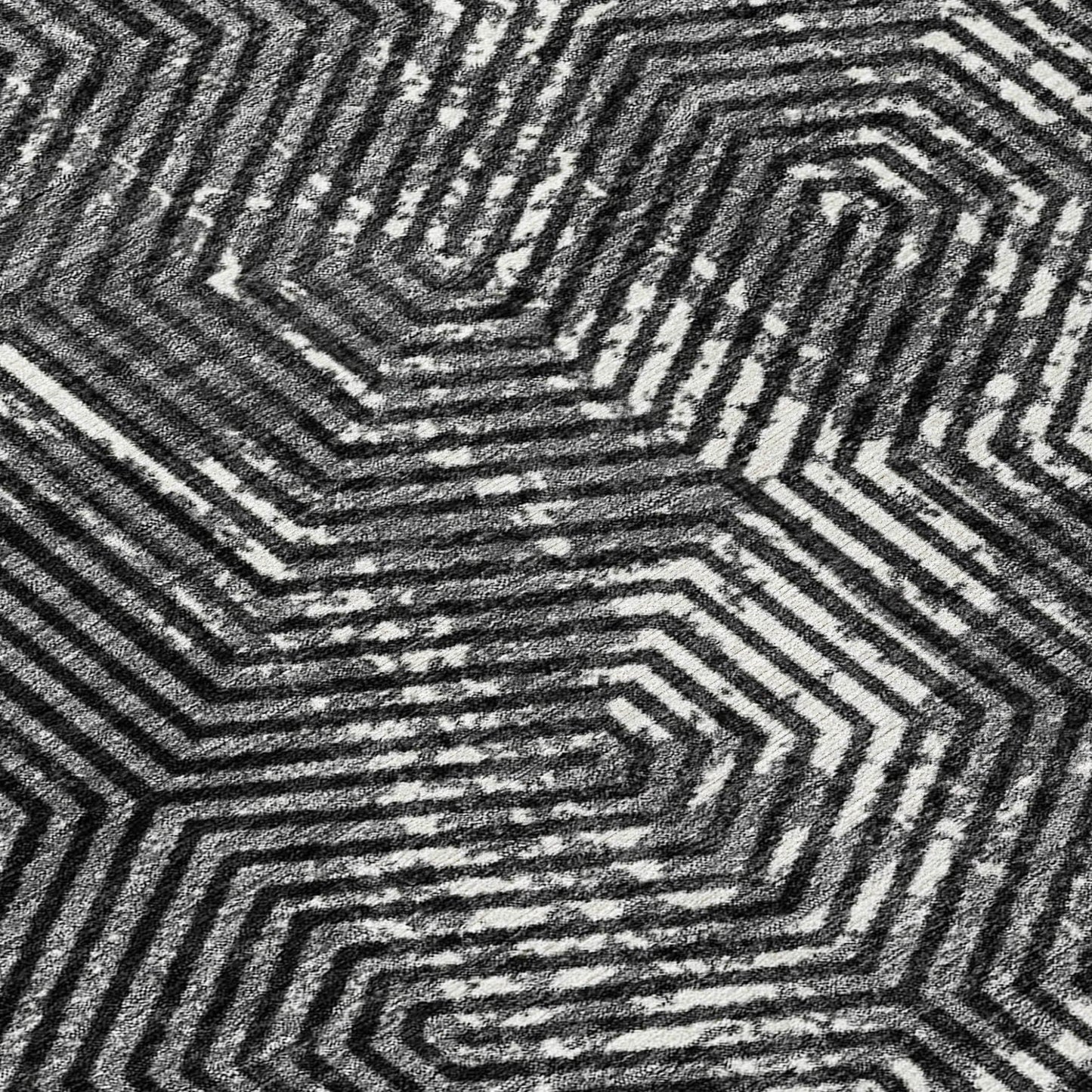 Tabselect Home Line 5' X 8' Black And Ivory Geometric Washable Indoor Outdoor Area Rug