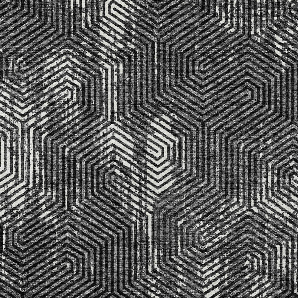 Tabselect Home Line 8' X 10' Black And Ivory Geometric Washable Indoor Outdoor Area Rug