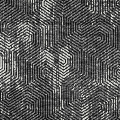 Tabselect Home Line 8' X 10' Black And Ivory Geometric Washable Indoor Outdoor Area Rug