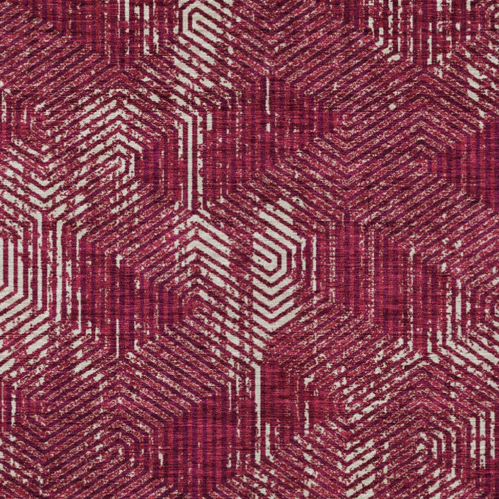 Tabselect Home Line 8' X 10' Burgundy And Ivory Geometric Washable Indoor Outdoor Area Rug