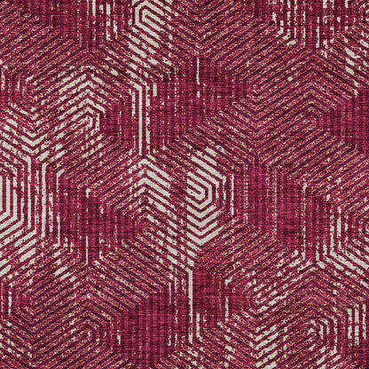 Tabselect Home Line 8' X 10' Burgundy And Ivory Geometric Washable Indoor Outdoor Area Rug
