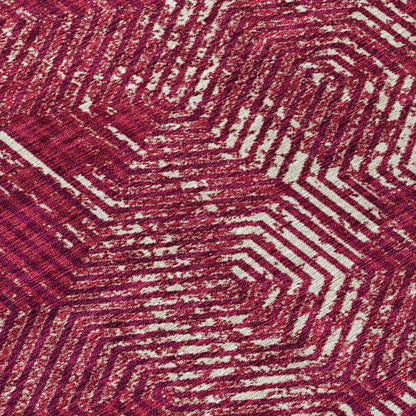 Tabselect Home Line 8' X 10' Burgundy And Ivory Geometric Washable Indoor Outdoor Area Rug