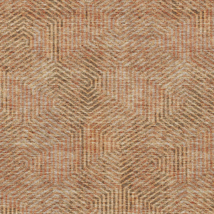 Tabselect Home Line 5' X 8' Copper Brown And Beige Geometric Washable Indoor Outdoor Area Rug
