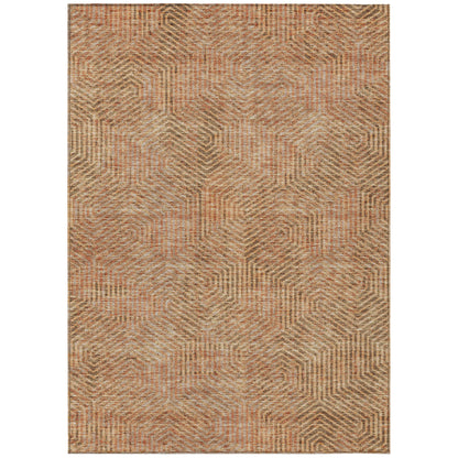 Tabselect Home Line 8' X 10' Copper Brown And Beige Geometric Washable Indoor Outdoor Area Rug