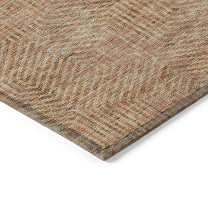 Tabselect Home Line 8' X 10' Copper Brown And Beige Geometric Washable Indoor Outdoor Area Rug