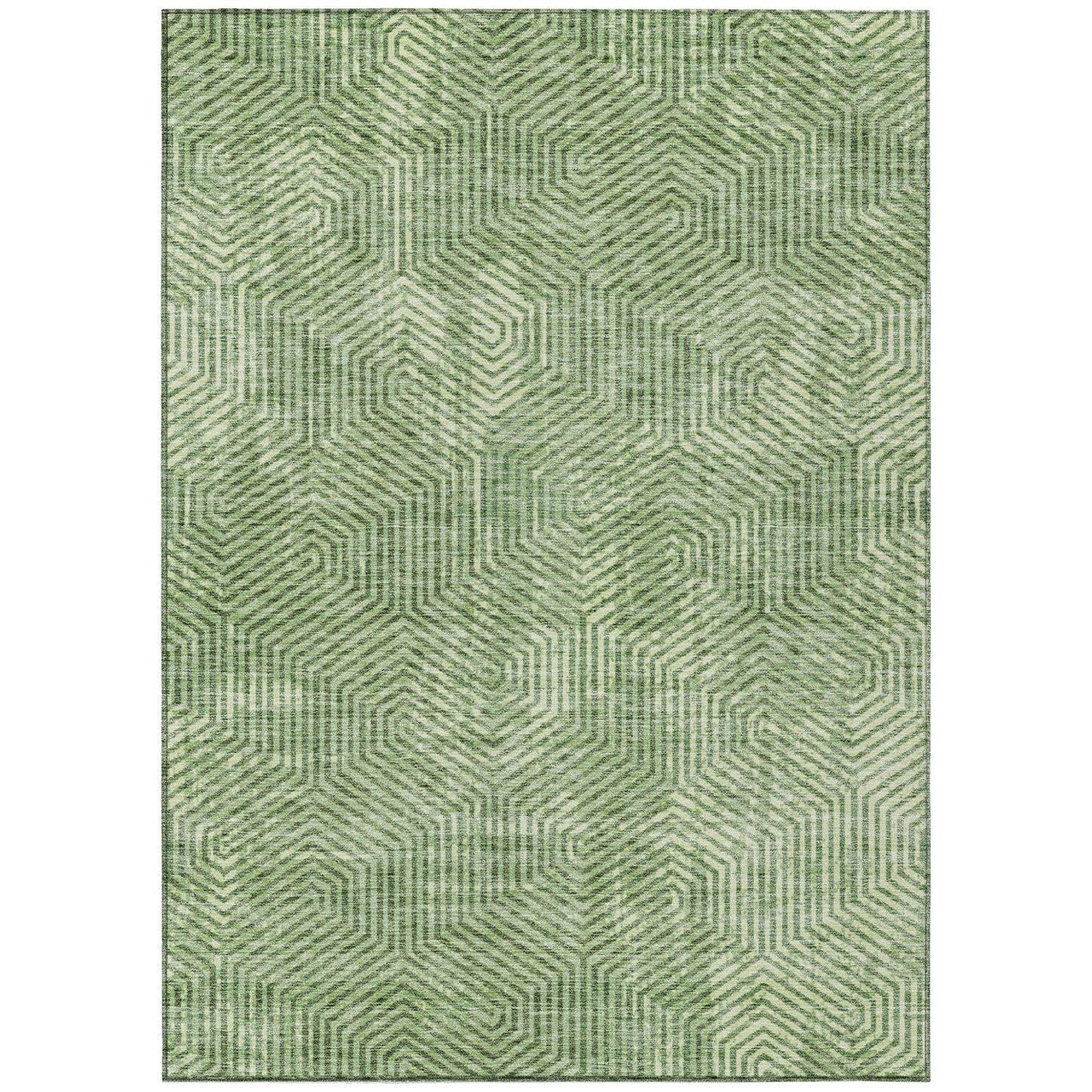 Tabselect Home Line 5' X 8' Green And Light Green Geometric Washable Indoor Outdoor Area Rug
