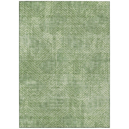 Tabselect Home Line 5' X 8' Green And Light Green Geometric Washable Indoor Outdoor Area Rug