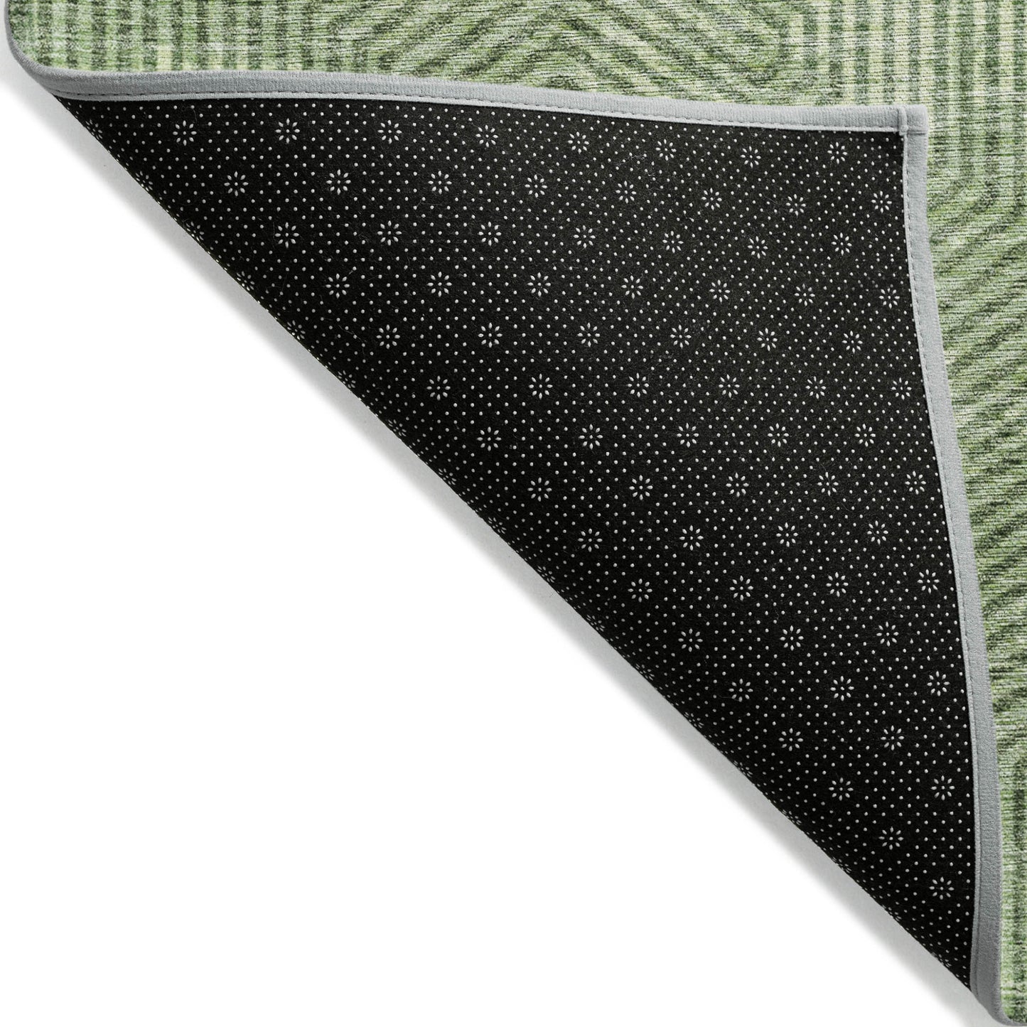 Tabselect Home Line 5' X 8' Green And Light Green Geometric Washable Indoor Outdoor Area Rug