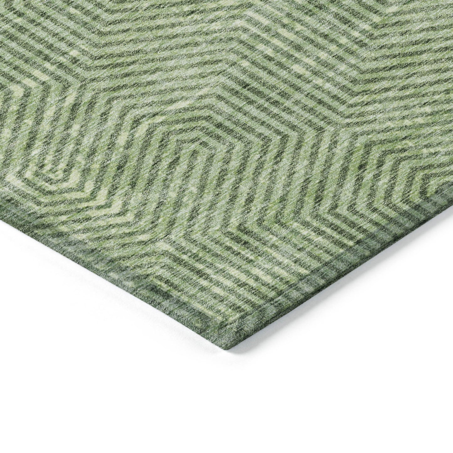 Tabselect Home Line 5' X 8' Green And Light Green Geometric Washable Indoor Outdoor Area Rug