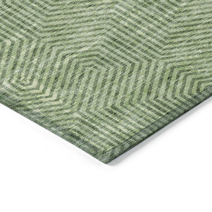 Tabselect Home Line 5' X 8' Green And Light Green Geometric Washable Indoor Outdoor Area Rug