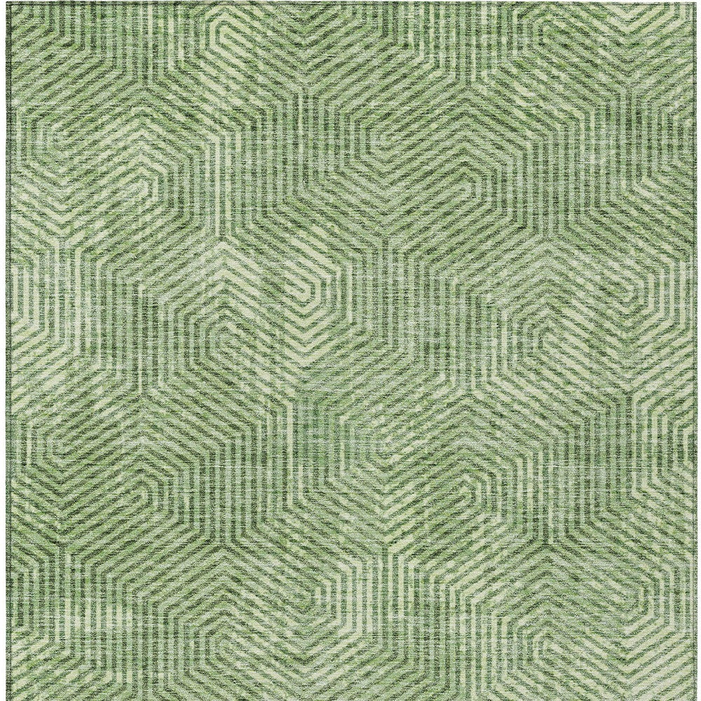 Tabselect Home Line 5' X 8' Green And Light Green Geometric Washable Indoor Outdoor Area Rug