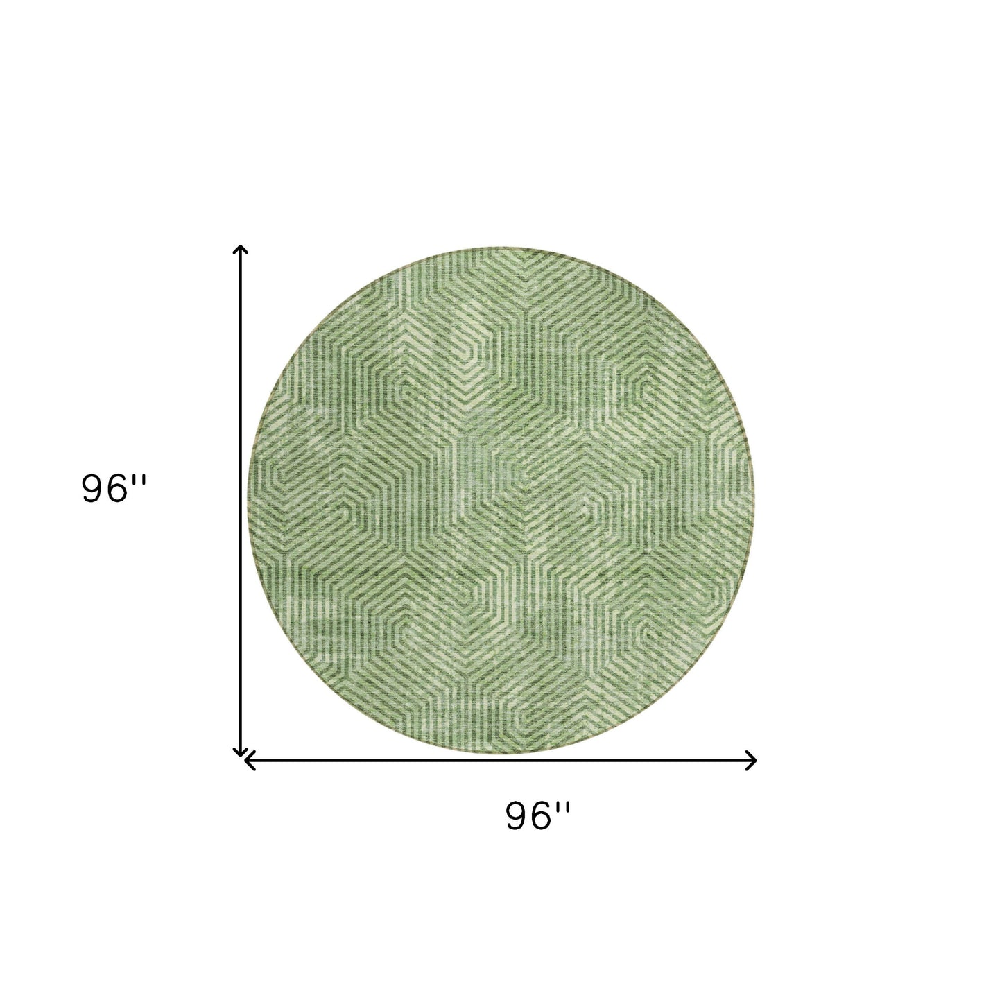 Tabselect Home Line 8' Green And Light Green Round Geometric Washable Indoor Outdoor Area Rug