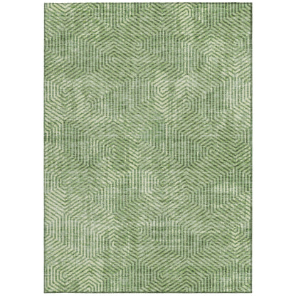 Tabselect Home Line 8' X 10' Green And Light Green Geometric Washable Indoor Outdoor Area Rug