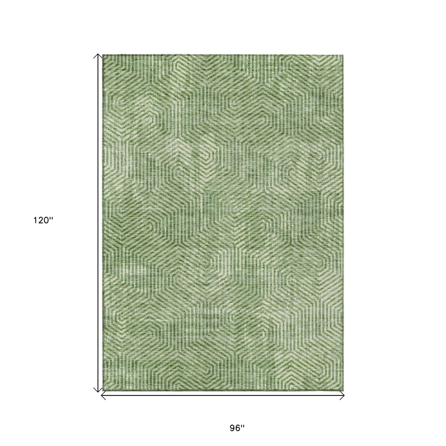 Tabselect Home Line 8' X 10' Green And Light Green Geometric Washable Indoor Outdoor Area Rug
