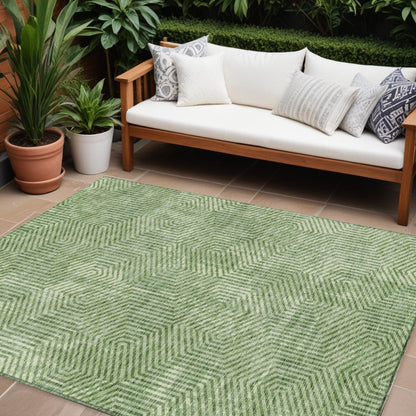 Tabselect Home Line 8' X 10' Green And Light Green Geometric Washable Indoor Outdoor Area Rug