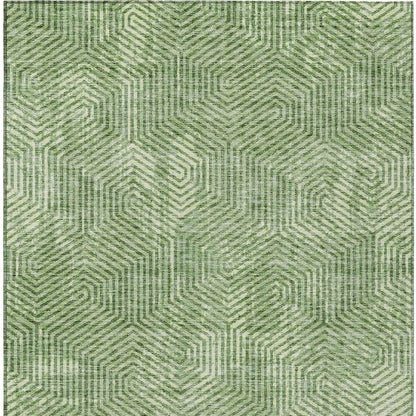 Tabselect Home Line 8' X 10' Green And Light Green Geometric Washable Indoor Outdoor Area Rug