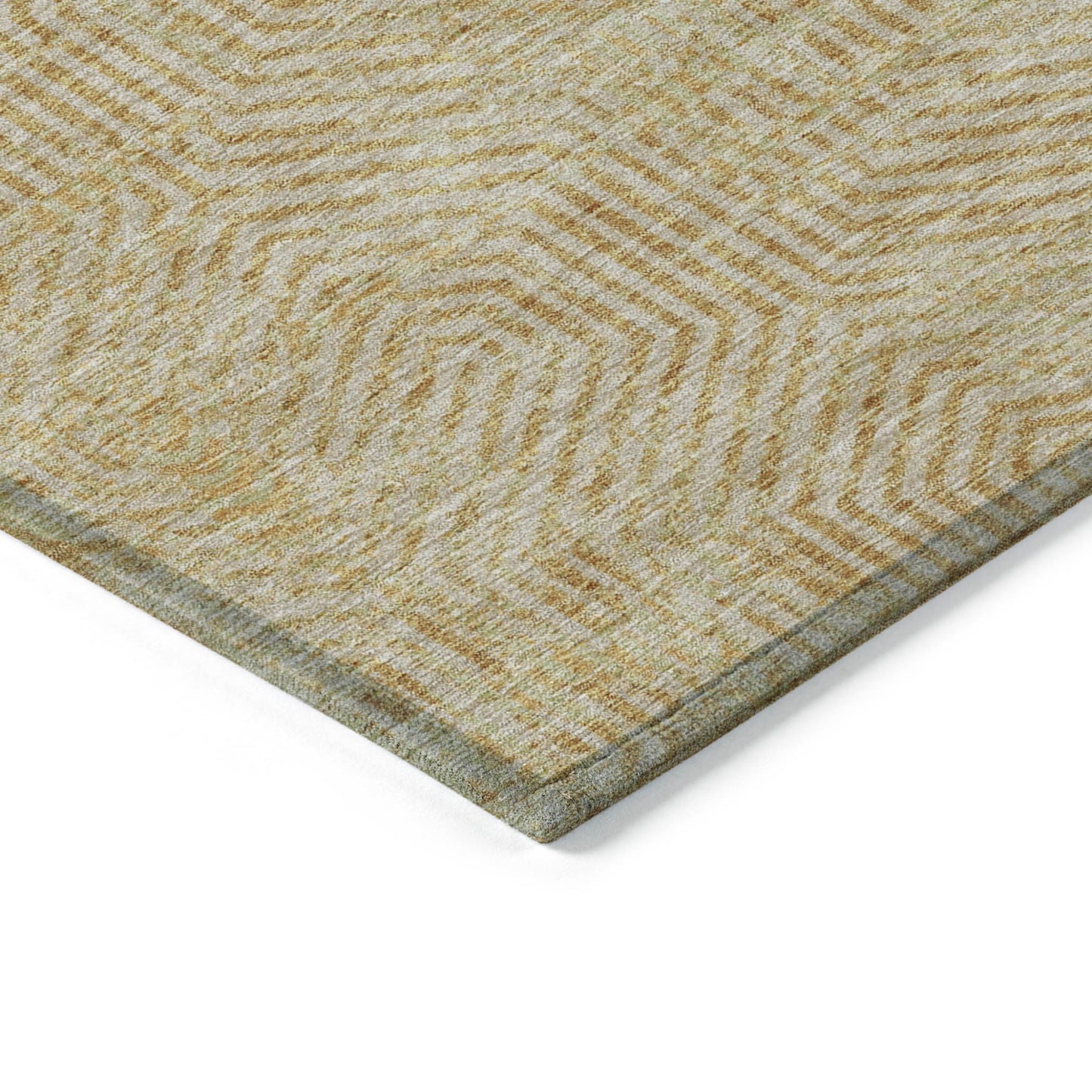 Tabselect Home Line 5' X 8' Gold And Beige Geometric Washable Indoor Outdoor Area Rug