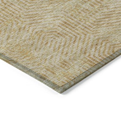 Tabselect Home Line 5' X 8' Gold And Beige Geometric Washable Indoor Outdoor Area Rug