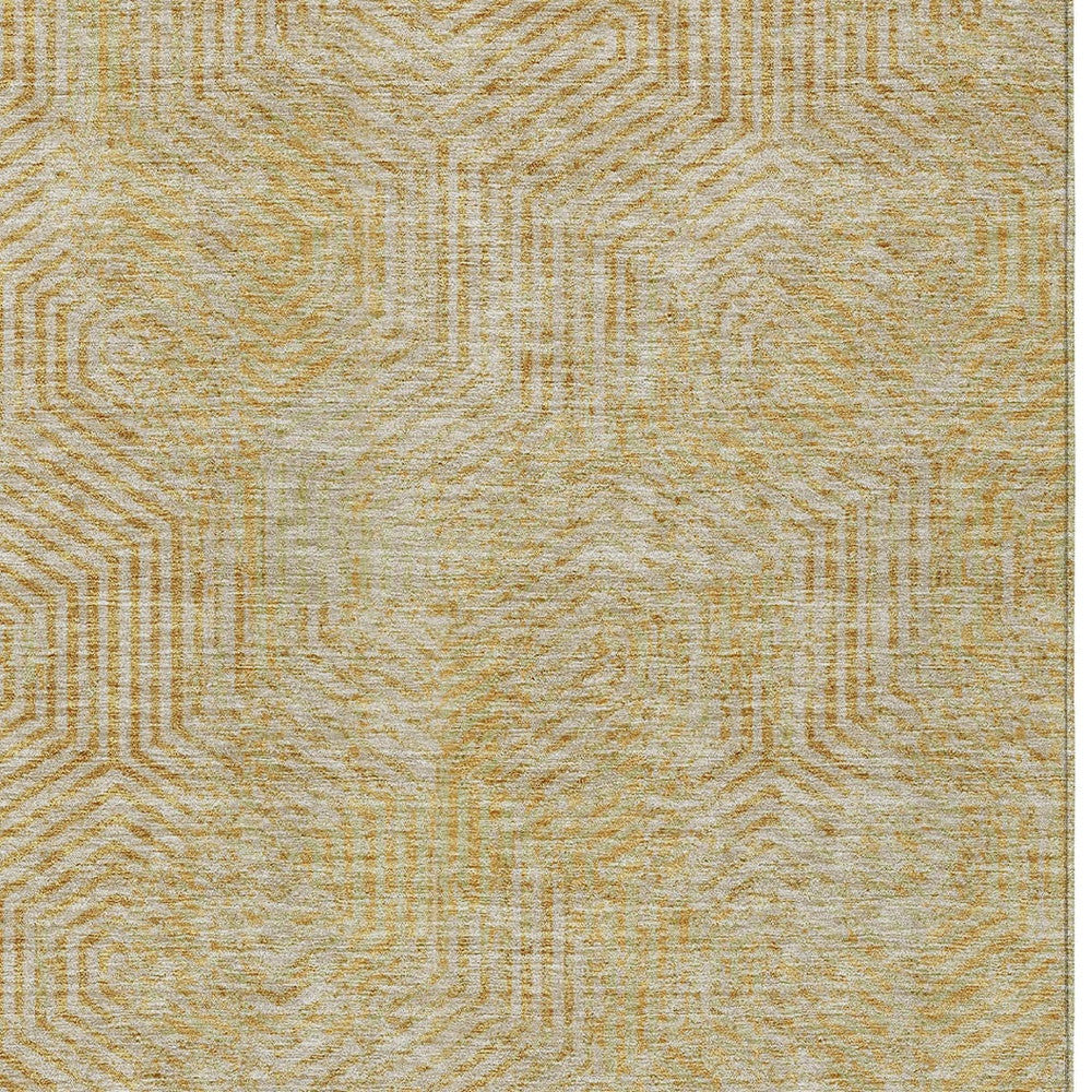 Tabselect Home Line 5' X 8' Gold And Beige Geometric Washable Indoor Outdoor Area Rug