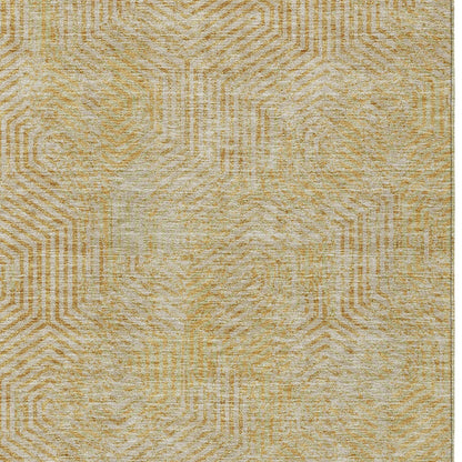 Tabselect Home Line 5' X 8' Gold And Beige Geometric Washable Indoor Outdoor Area Rug