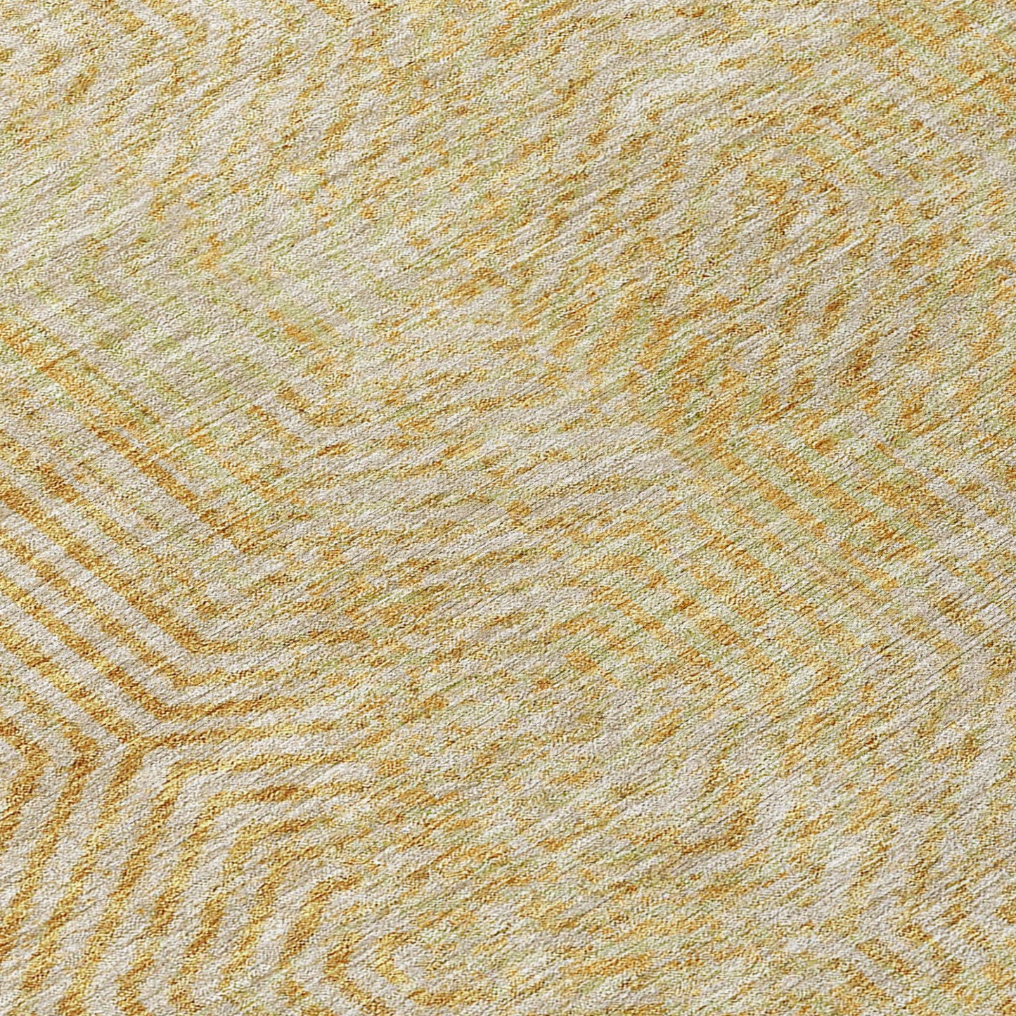 Tabselect Home Line 5' X 8' Gold And Beige Geometric Washable Indoor Outdoor Area Rug