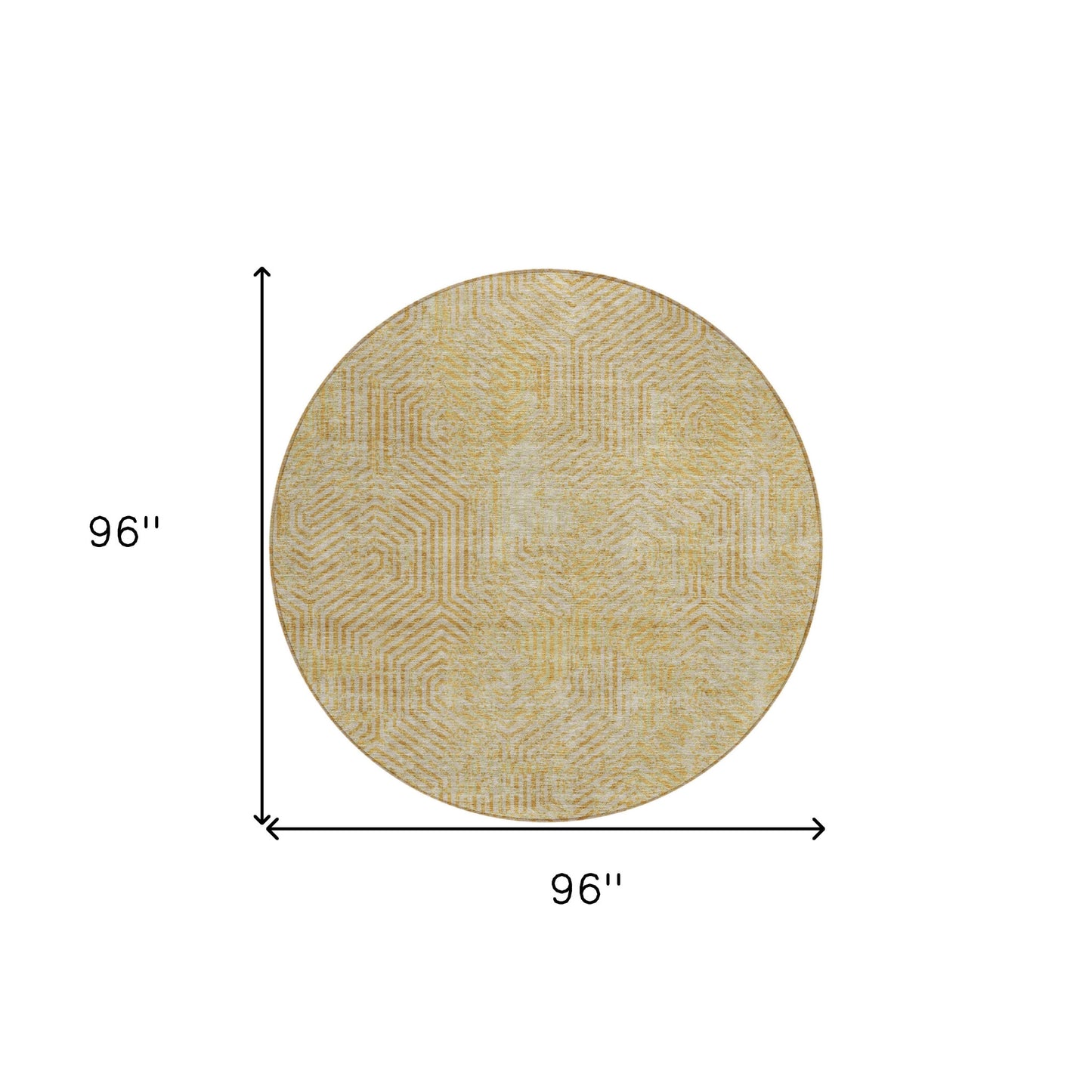Tabselect Home Line 8' Gold And Beige Round Geometric Washable Indoor Outdoor Area Rug