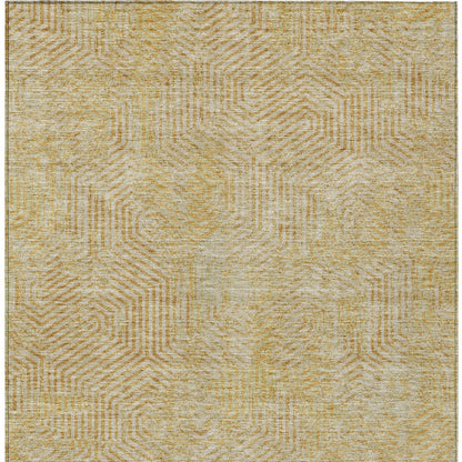 Tabselect Home Line 8' X 10' Gold And Beige Geometric Washable Indoor Outdoor Area Rug