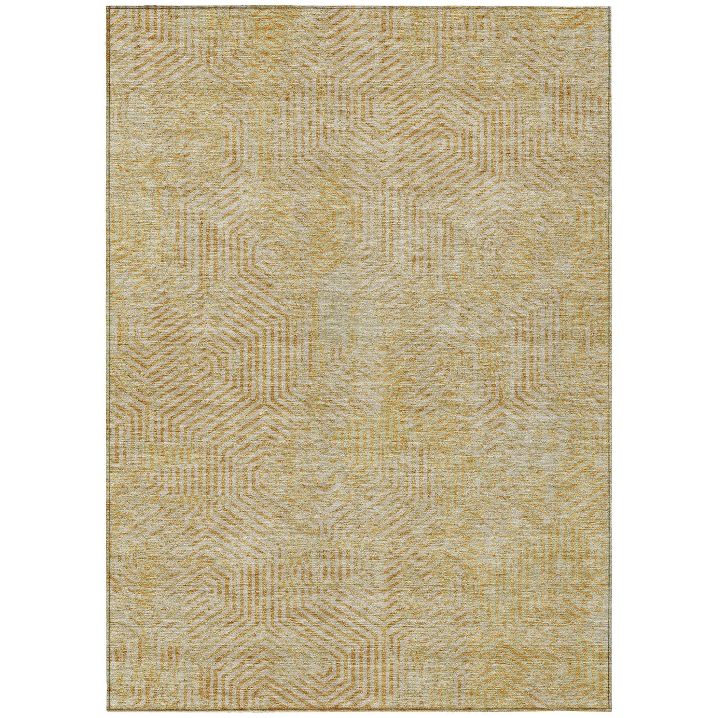 Tabselect Home Line 8' X 10' Gold And Beige Geometric Washable Indoor Outdoor Area Rug