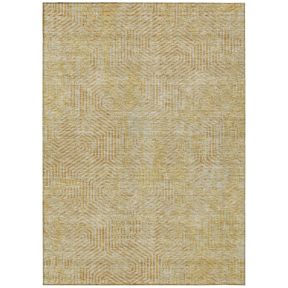 Tabselect Home Line 8' X 10' Gold And Beige Geometric Washable Indoor Outdoor Area Rug