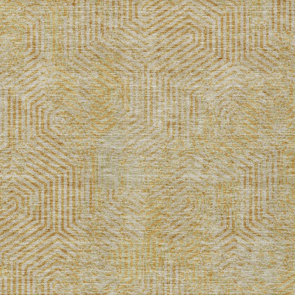 Tabselect Home Line 8' X 10' Gold And Beige Geometric Washable Indoor Outdoor Area Rug