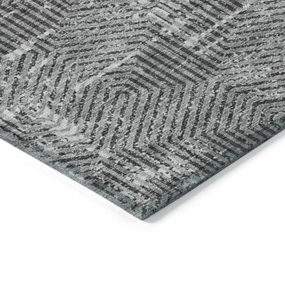 Tabselect Home Line 5' X 8' Gray And Charcoal Geometric Washable Indoor Outdoor Area Rug