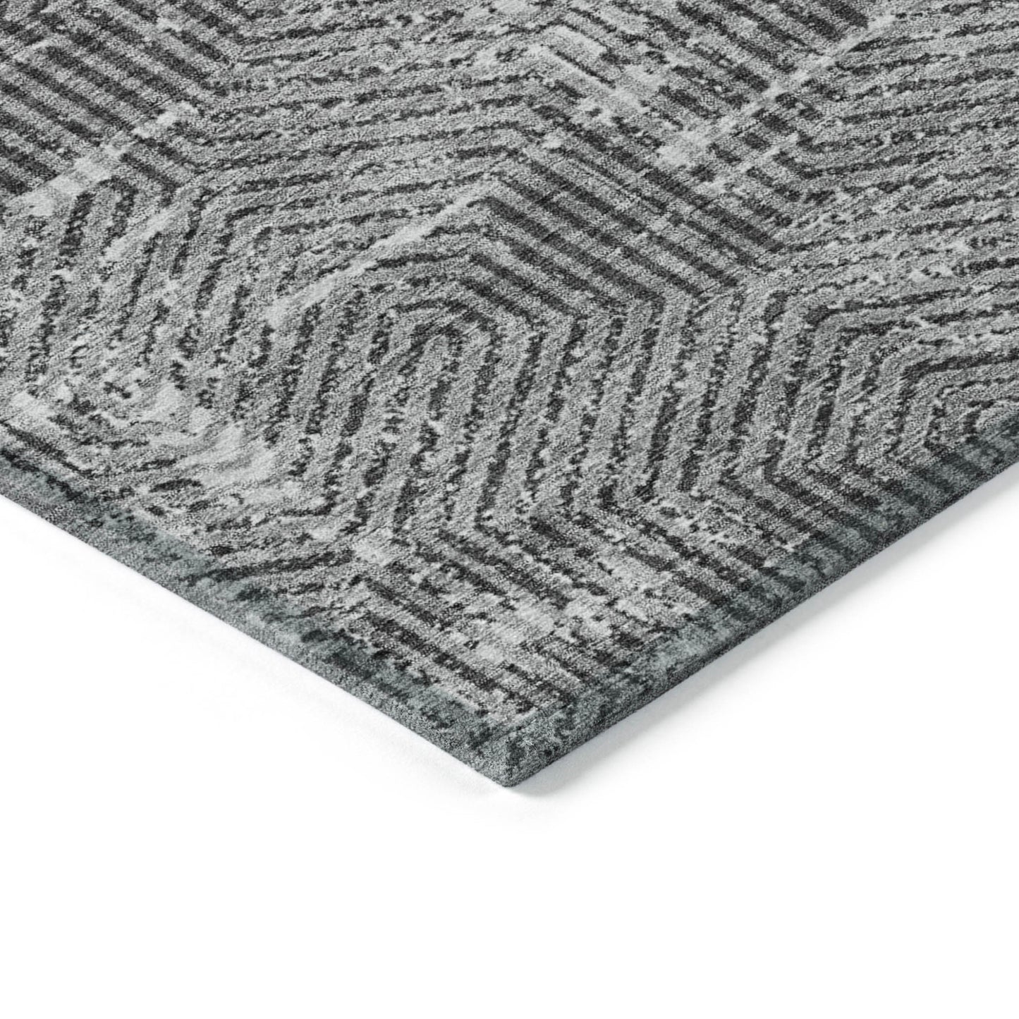 Tabselect Home Line 8' X 10' Gray And Charcoal Geometric Washable Indoor Outdoor Area Rug