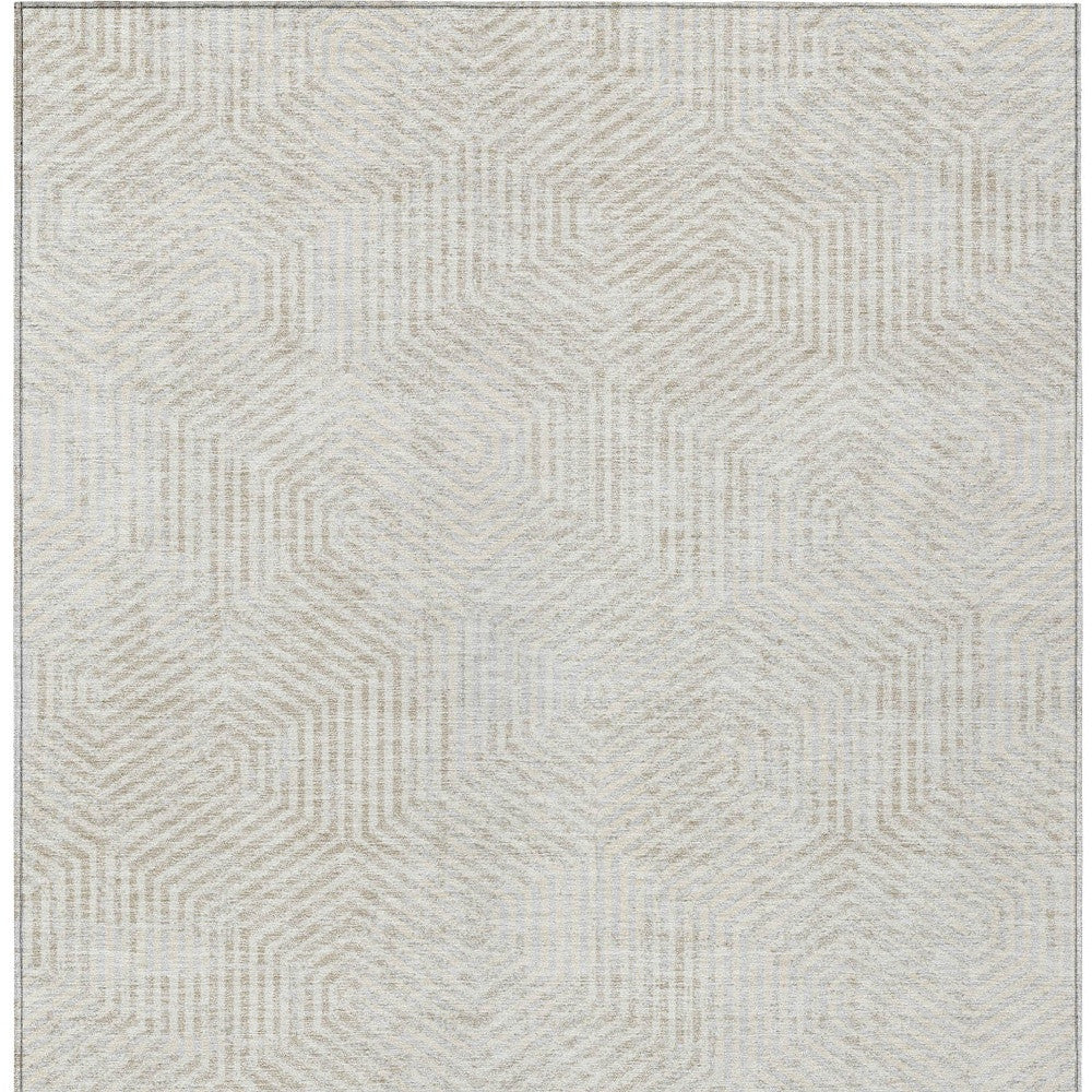Tabselect Home Line 5' X 8' Ivory And Gray Geometric Washable Indoor Outdoor Area Rug