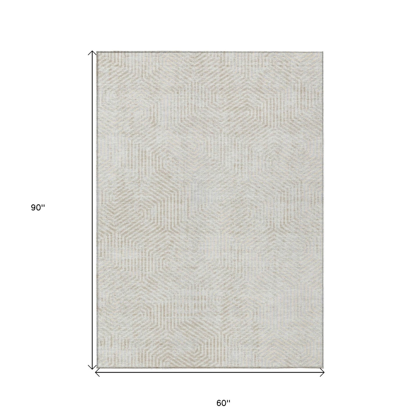 Tabselect Home Line 5' X 8' Ivory And Gray Geometric Washable Indoor Outdoor Area Rug